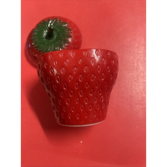 Vintage 1950s Hazel Atlas Red Strawberry Jam Jelly Jar w/Lid Unmarked Tableware - Picture 7 of 12